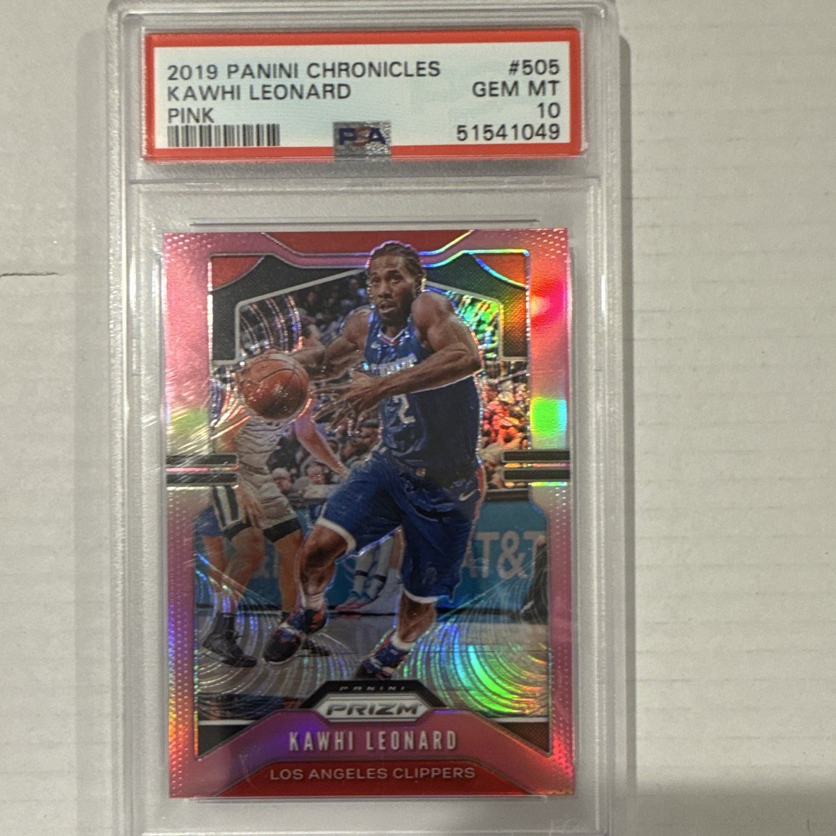 Kawhi Leonard [Pink] #505 — 2019-20 Panini Chronicles Prizm Update, PSA 10
